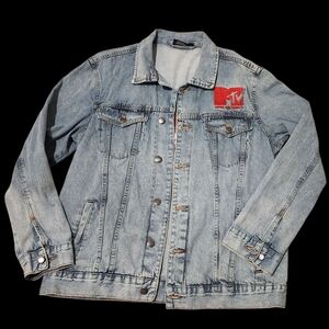 MTV Jean Jacket Embroidered Sz. LARGE
